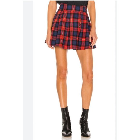 Superdown  Plaid Evy Pleated Buckle Grunge Whimsigoth Skirt‎ Small - Picture 1 of 8